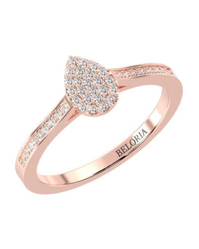 bague poire pour femme en or rose 18k et diamants