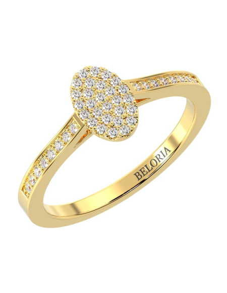 Solitaire accompagné oval pour femme en or blanc 18k et diamants 2