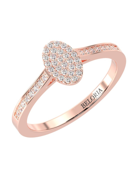 Solitaire accompagné oval pour femme en or blanc 18k et diamants 2
