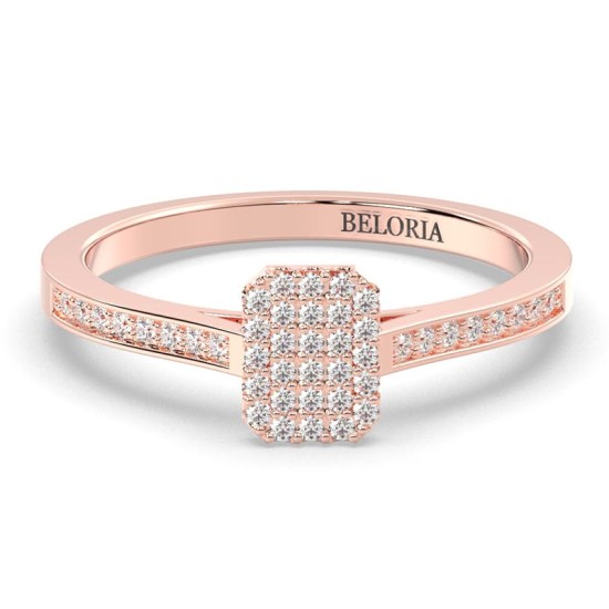 Solitaire Emeraude accompagné en or rose 18k et diamants