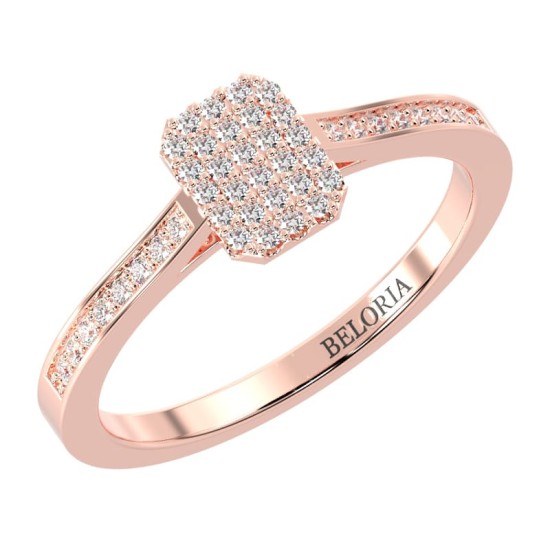 Solitaire Emeraude accompagné en or rose 18k et diamants