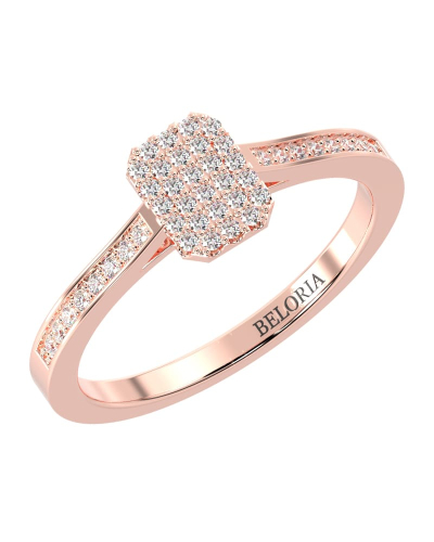 Solitaire Emeraude accompagné en or rose 18k et diamants