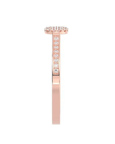 Solitaire coussin accompagné en or rose 18k et diamants