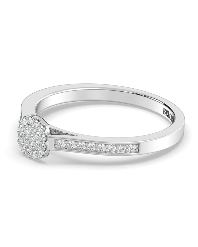 Solitaire coussin accompagné en or blanc 18k et diamants