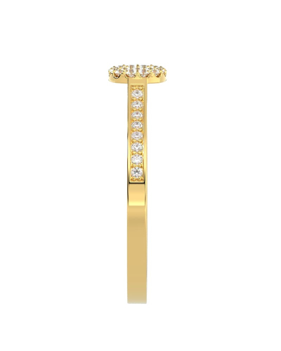 Solitaire coussin accompagné en or jaune 18k et diamants