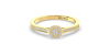 Solitaire coussin accompagné en or jaune 18k et diamants