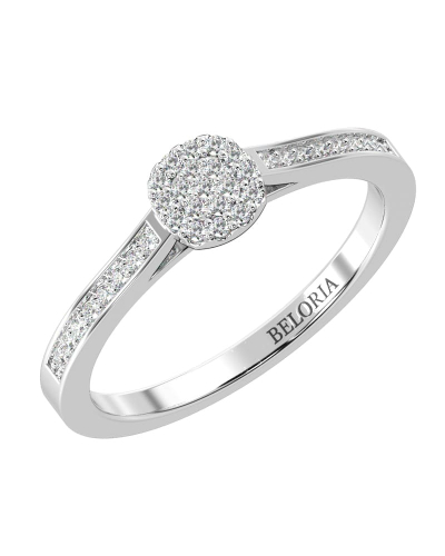 Solitaire coussin accompagné en or blanc 18k et diamants