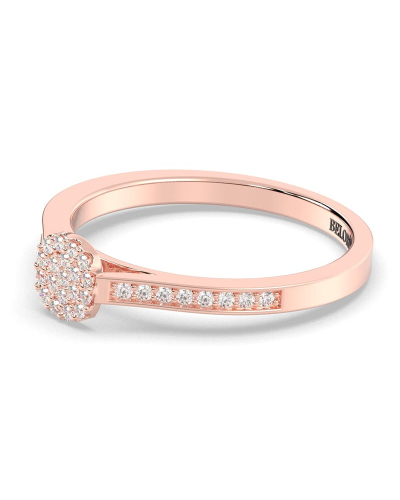 Solitaire coussin accompagné en or rose 18k et diamants