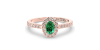 Bague Solitaire en Or rose émeraude ovale et Halo Accompagné Diamant