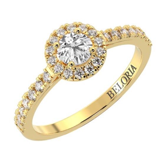 Bague en or et halo diamants