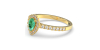 bague Solitaire en Or jaune émeraude  poire et son halo  Accompagné Diamants