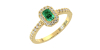Bague Solitaire en Or jaune  Halo Accompagné Diamant