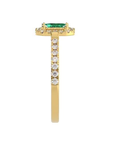 Bague Solitaire en Or jaune  Halo Accompagné Diamant