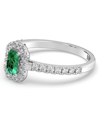 Bague Solitaire en Or blanc  Halo Accompagné Diamant