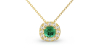 Collier en or jaune 18 carats, émeraude  coussin et son halo de diamants