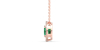 Collier en or rose 18 carats, émeraude  coussin et son halo de diamants