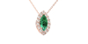 Collier émeraude marquise halo diamant en or rose 18 K