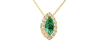 Collier émeraude marquise halo diamant en or jaune 18 K