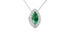 Collier émeraude marquise halo diamant en or blanc 18 K