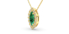 Collier émeraude marquise halo diamant en or jaune 18 K
