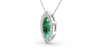 Collier émeraude marquise halo diamant en or blanc 18 K