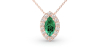 Collier émeraude marquise halo diamant en or rose 18 K