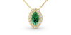 Collier émeraude marquise halo diamant en or jaune 18 K