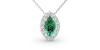Collier émeraude marquise halo diamant en or blanc 18 K