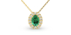 Collier en or jaune 18K émeraude oval et son halo diamant