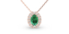 Collier en or rose 18K émeraude oval et son halo diamant