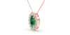 Collier en or rose 18K émeraude oval et son halo diamant