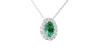 Collier en or blanc 18K émeraude oval et son halo diamant