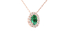 Collier en or rose 18K émeraude oval et son halo diamant