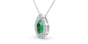 Collier émeraude poire halo diamant en or blanc 18K