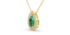 Collier émeraude poire halo diamant en or jaune 18K