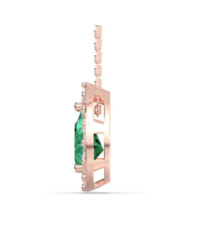 Collier émeraude poire halo diamant en or rose 18K