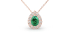 Collier émeraude poire halo diamant en or rose 18K