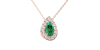 Collier émeraude poire halo diamant en or rose 18K