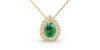 Collier émeraude poire halo diamant en or jaune 18K