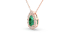 Collier émeraude poire halo diamant en or rose 18K