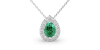 Collier émeraude poire halo diamant en or blanc 18K