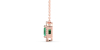 Collier en or rose 18 carats, princesse émeraude et halo de diamants