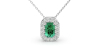 Collier or blanc 18K pendentif émeraude avec un halo de diamants