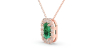 Collier or blanc 18K pendentif émeraude avec un halo de diamants