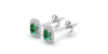 Boucles d'oreilles en or blanc 18K émeraude et halo de diamants