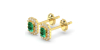 Boucles d'oreilles en or jaune 18K émeraude et halo de diamants