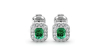 Boucles d'oreilles en or blanc 18K émeraude et halo de diamants