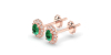 Boucles d'oreilles en or rose 18K émeraude ovale et halo de diamants