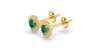 Boucles d'oreilles en or jaune 18K émeraude poire et halo de diamants