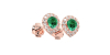 Boucles d'oreilles en or jaune 18K émeraude poire et halo de diamants